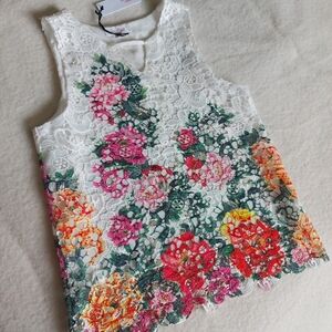 NWT lace tank with printed florals
